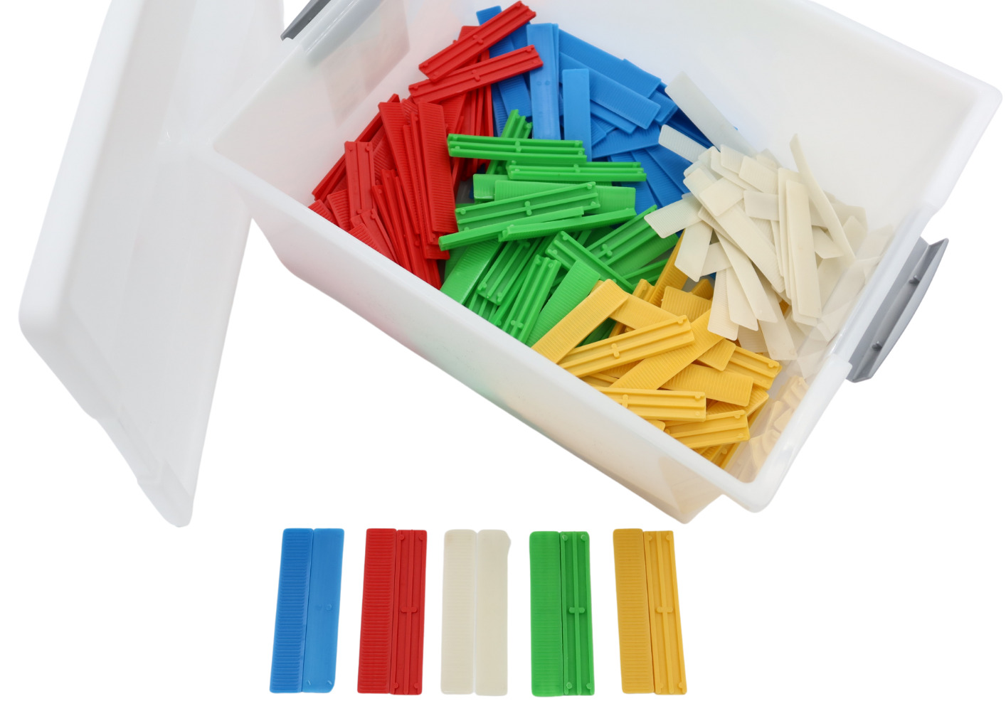 Combinatiebox glasblokjes 500 stuks los liggend - witte achtergrond