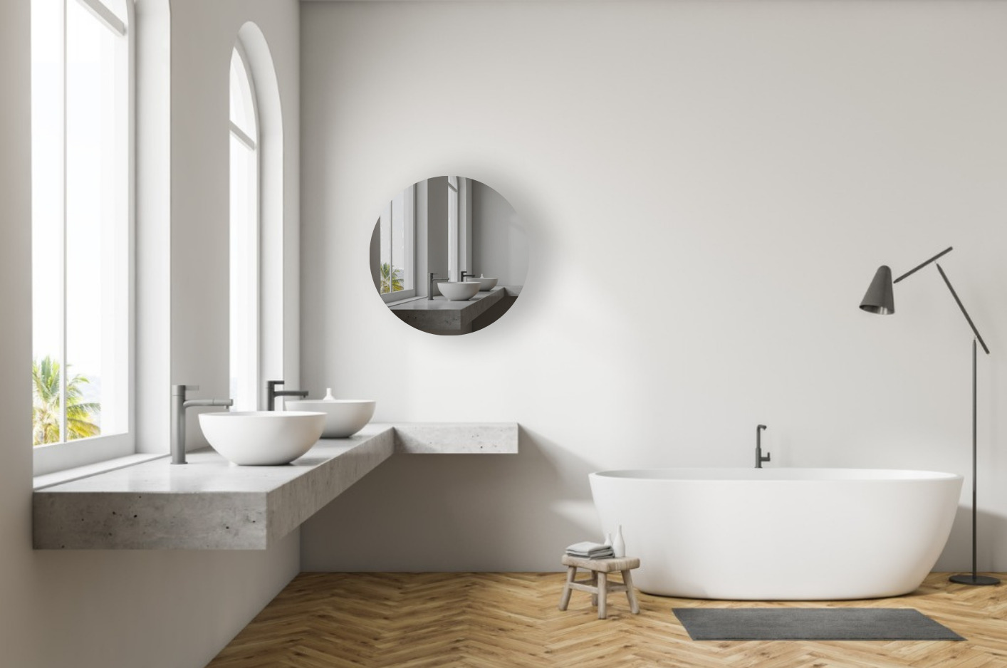 Rond grijs 70 cm badkamerspiegel