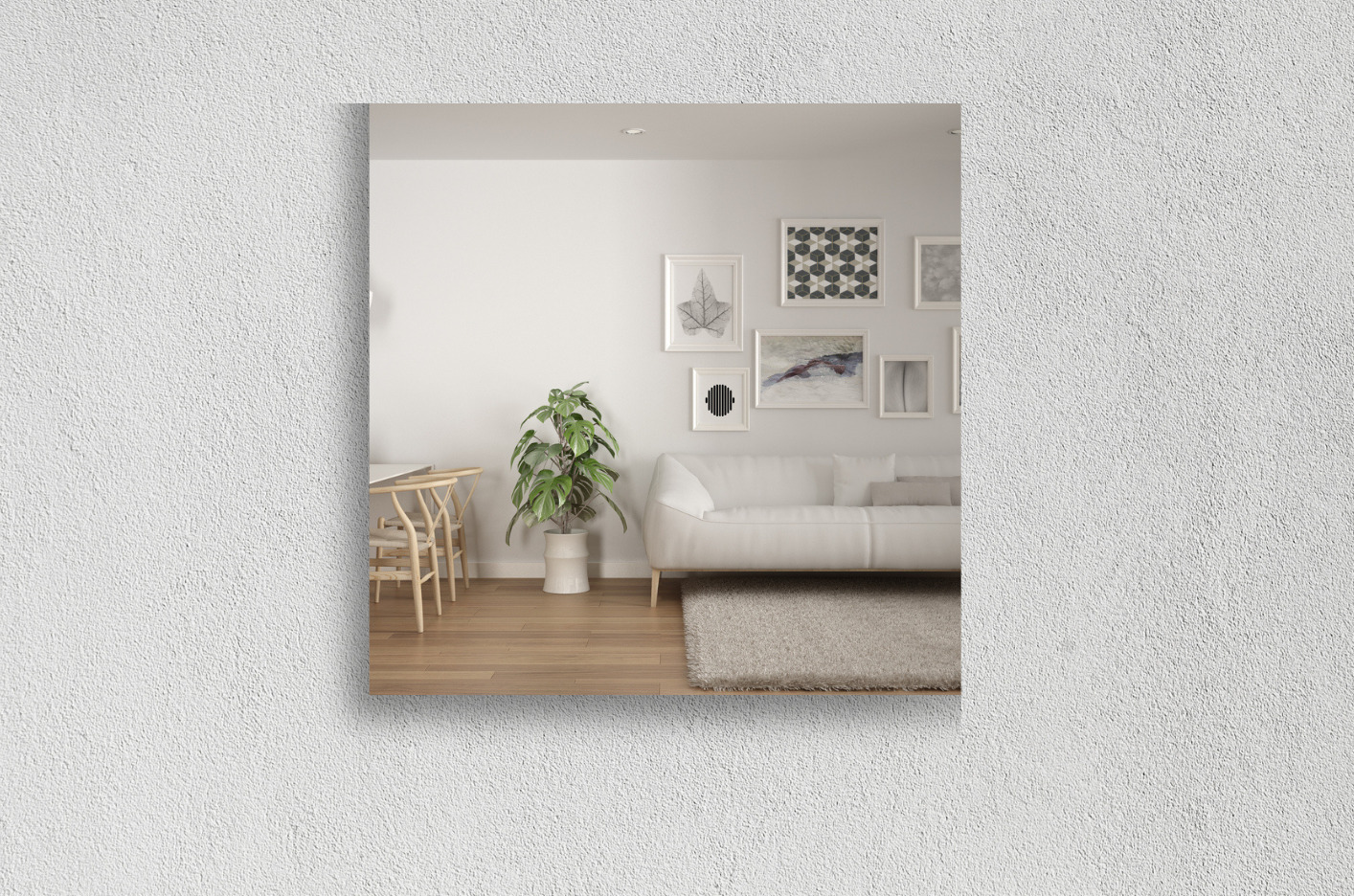 Verzilverde woonkamerspiegel vierkant