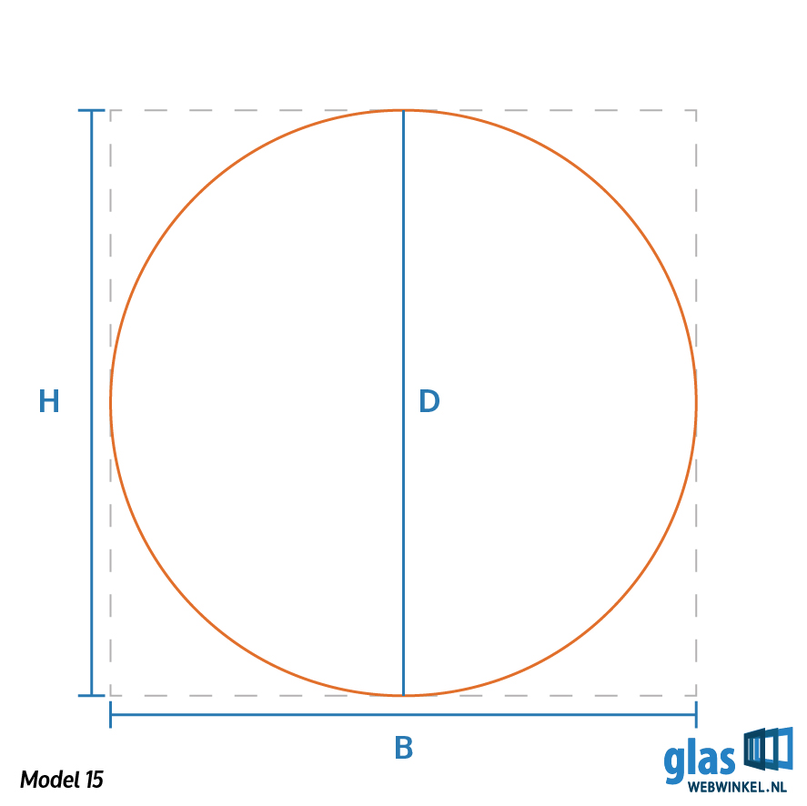 Technische tekening ronde spiegel