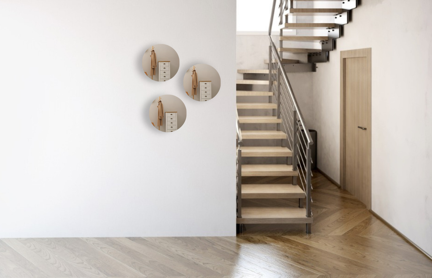 Gangspiegel rond - verzilverd