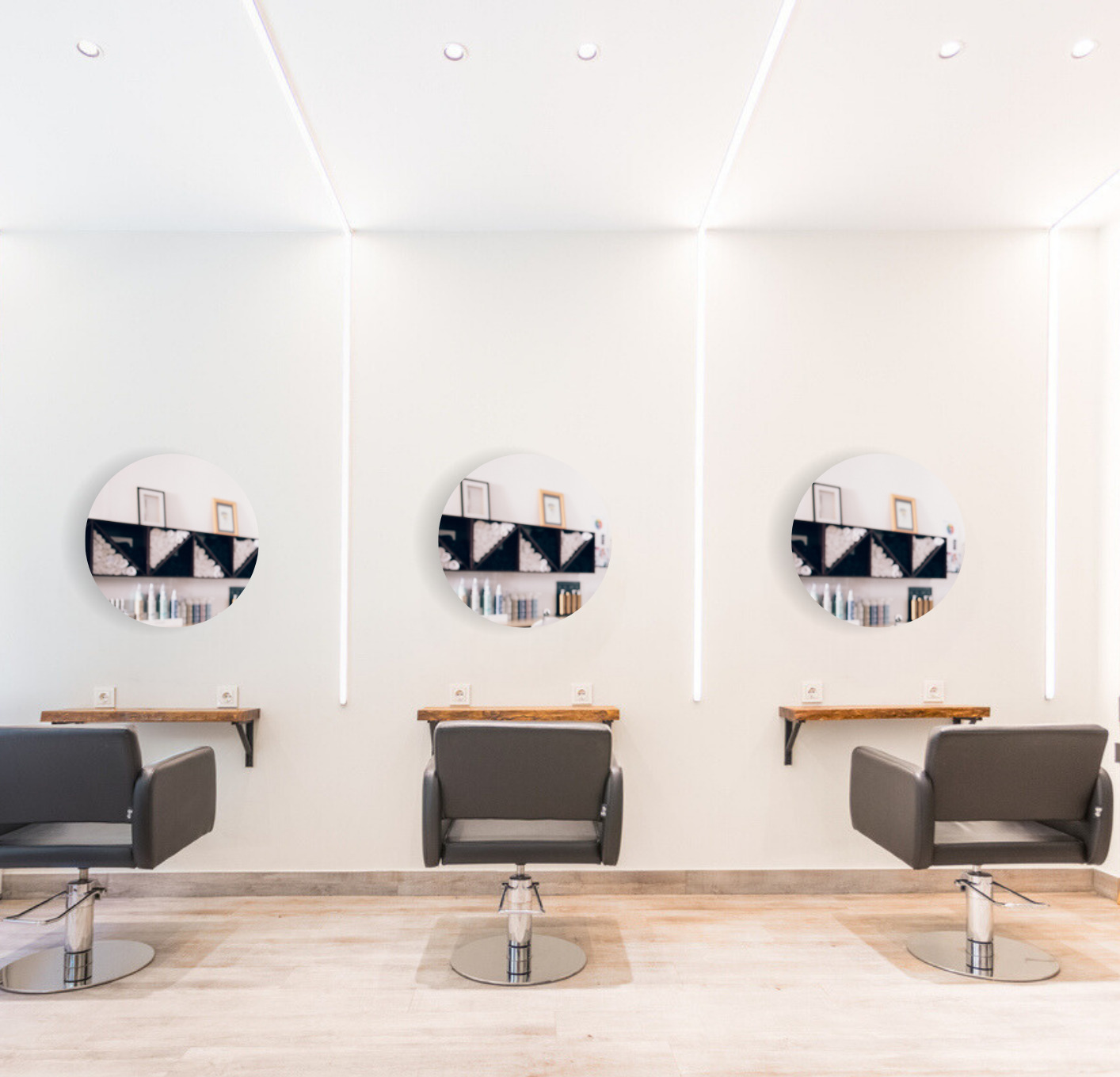 Friseurspiegel - rund versilbert