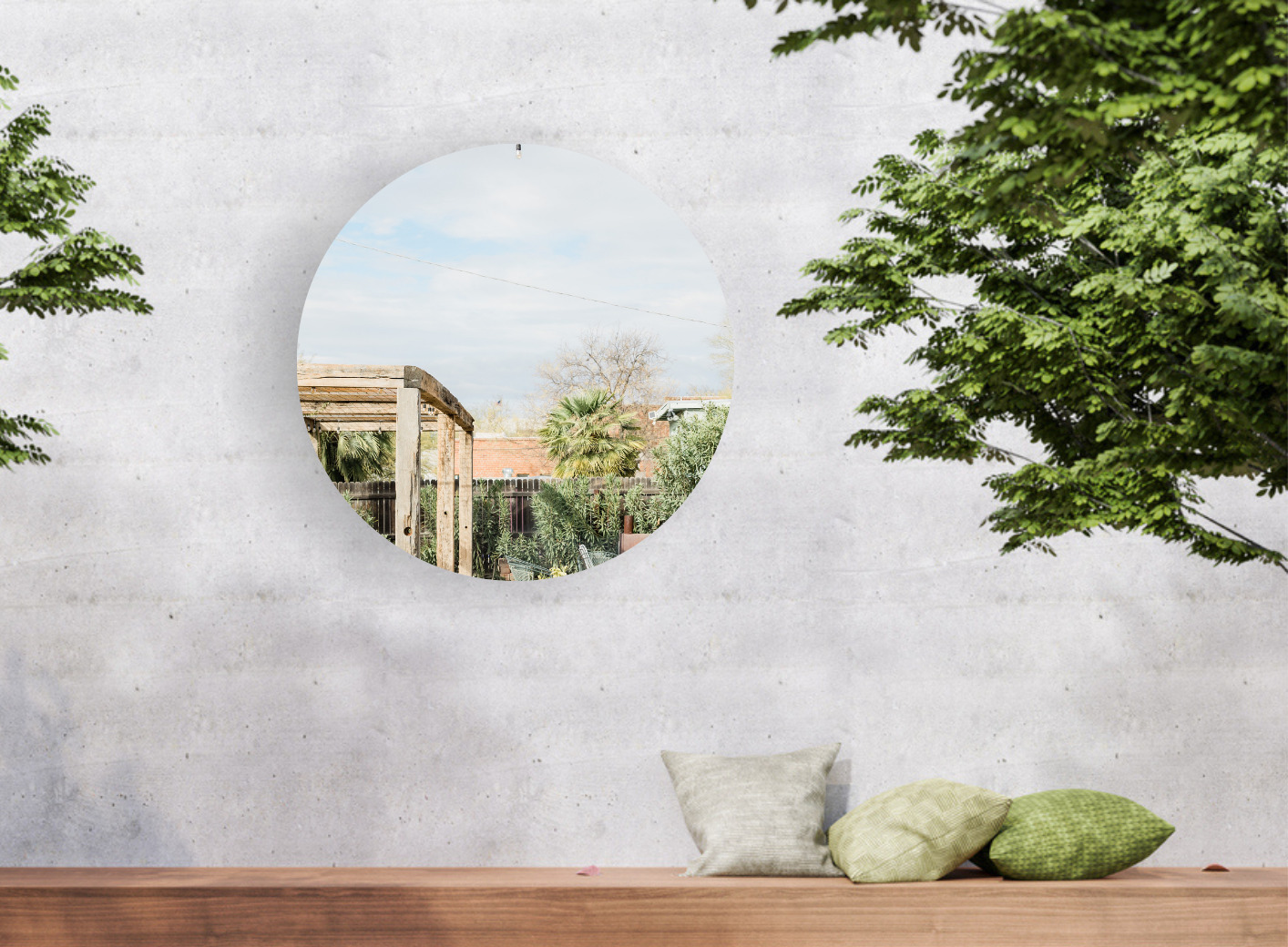 Tuinspiegel rond verzilverd