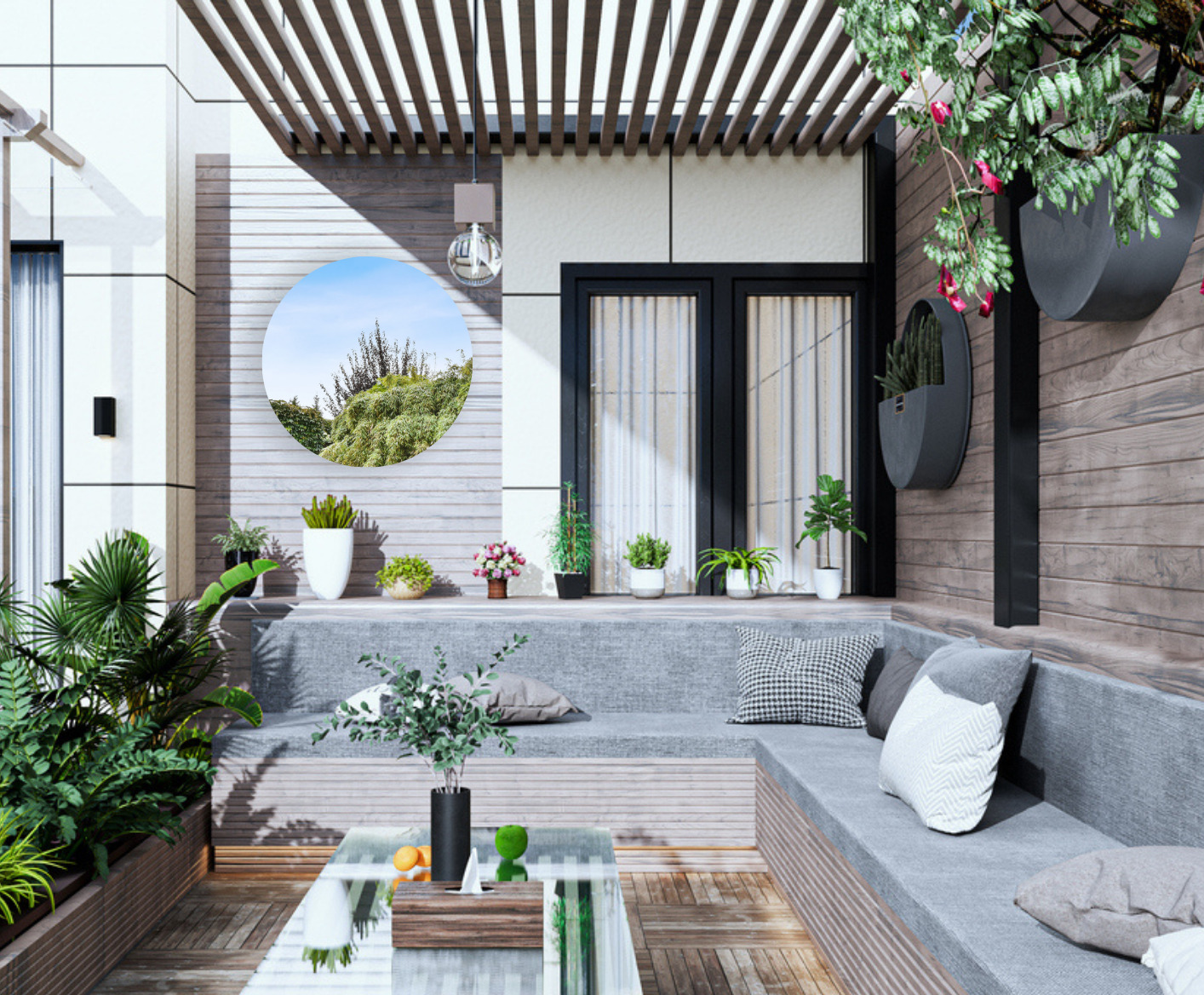 Tuinspiegel verzilverd